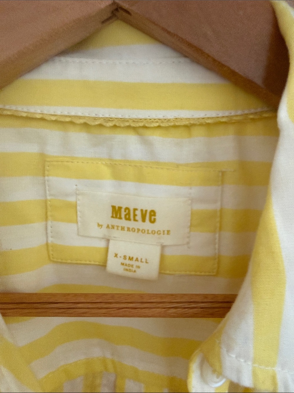 Anthropologie the Bennet Buttondown Shirt by Maeve Yellow Motif XS - Picture 2 of 9